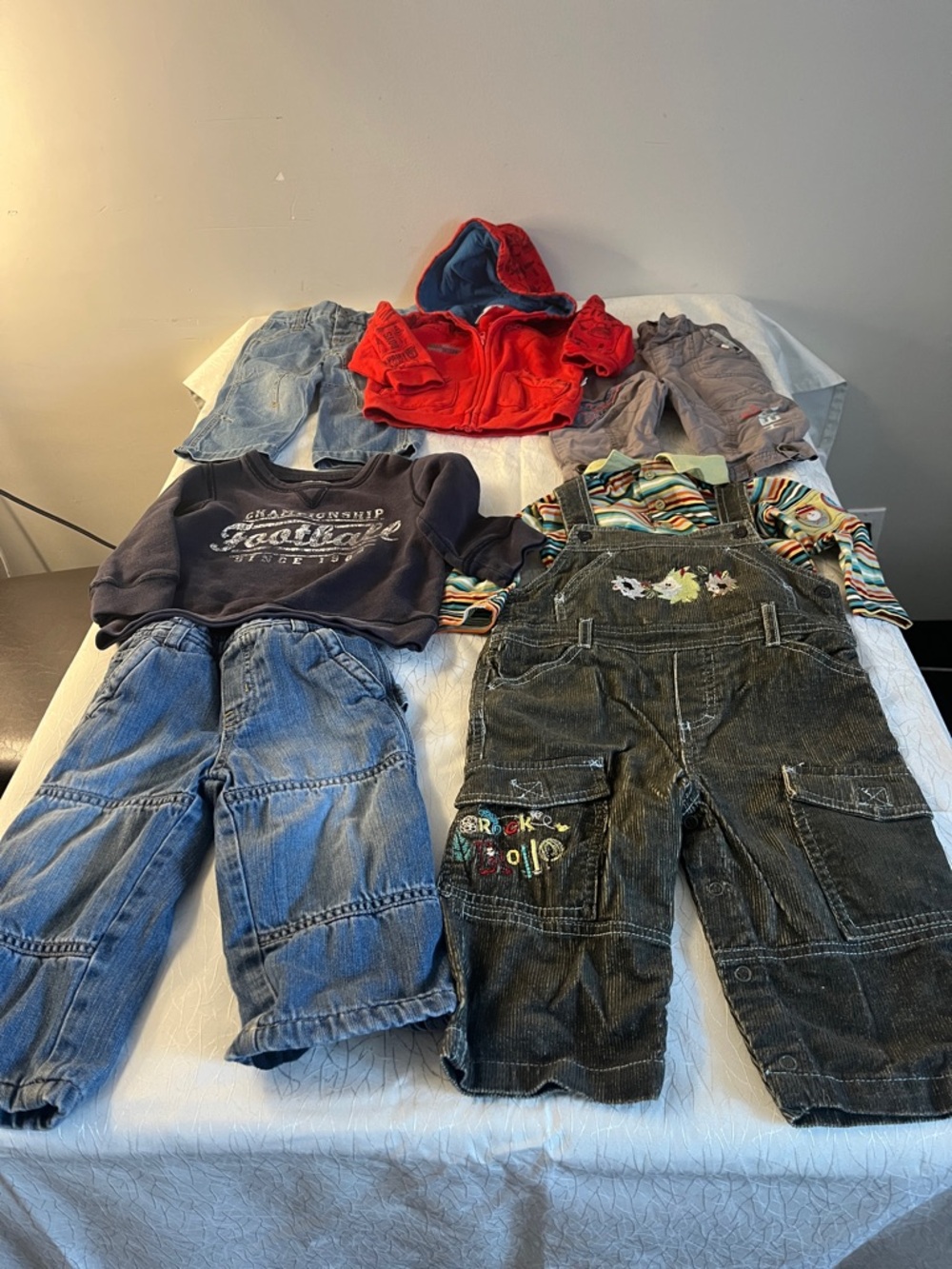 Bundle 18 months with Olive Green Corduroy Overalls with Floral Detail